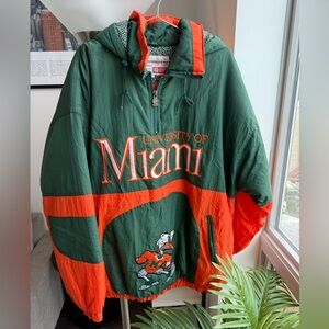 Vintage Miami Hurricanes Ski Jacket, Green/Orange, Large
